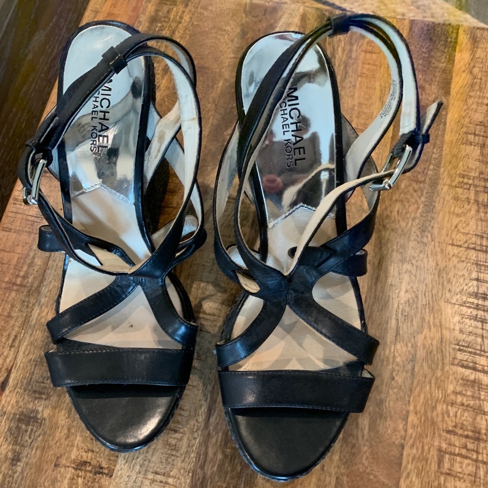 Michael Kors black wedge sandals
